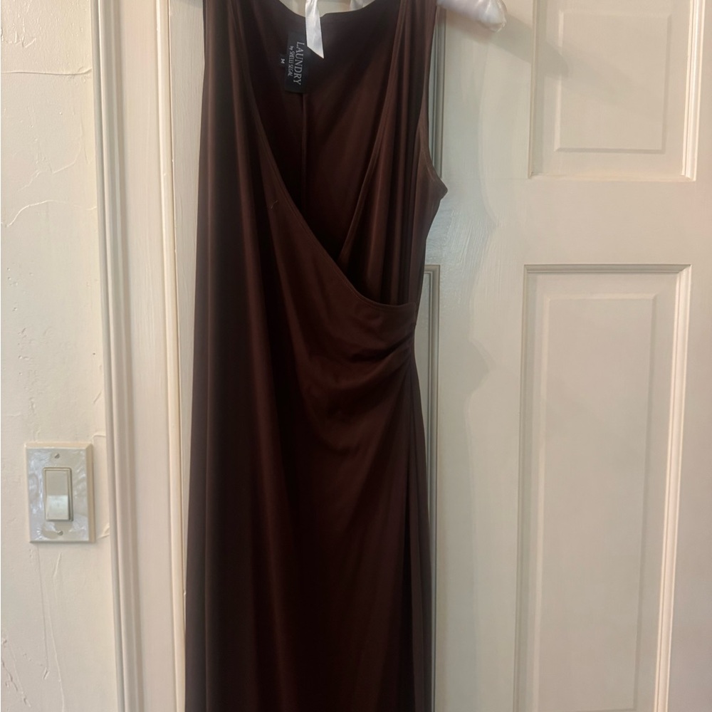 Laundry By Shelli Segal One Shoulder Brown Dress